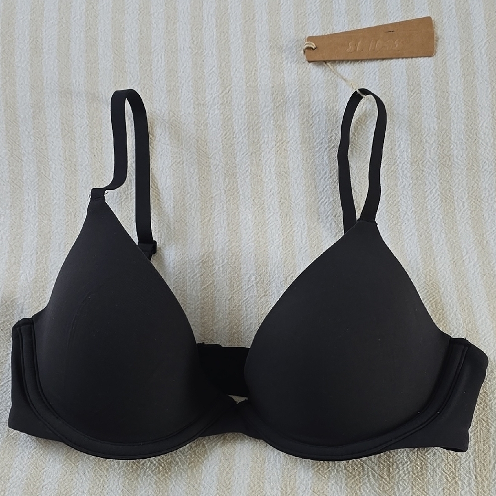 SKIMS Fits Everbody Scoop Plunge Bra Size:32C Onyx